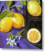 Lemons And Flowers Metal Print