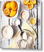 Lemons, Sugar And Flour Bowl Metal Print