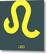 Leo Zodiac Sign Yellow Metal Print