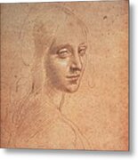 Leonardo Da Vinci, Portrait Of A Girl Metal Print