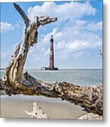 Lighthouse At Folly Beach Metal Print