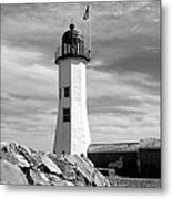 Lighthouse Black And White Metal Print