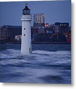 Lighthouse In The Storm Metal Print