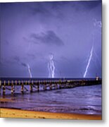 Lightning Storm At Port Lincoln. South Metal Print