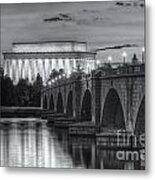 Lincoln Memorial And Arlington Memorial Bridge At Dawn Ii Metal Print