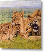 Lion Family Metal Print