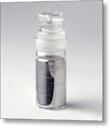 Liquid Mercury In Glass Bottle Metal Print