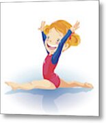 Little Girl Gymnastics Doing Split Metal Print