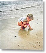 Little Girl On The Beach Metal Print