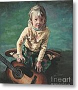 Little Girl With Guitar Metal Print
