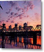 Little Rock Bridge Sunset Metal Print