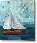 Little Sailboat- Expressionist Painting Metal Print