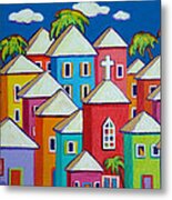 Colorful Houses Tropical Caribbean - Little Village Metal Print