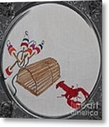 Lobster Pot And Buoys - Porthole Vignette Metal Print