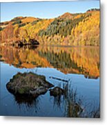 Loch With Reflections Of Autumn Trees Metal Print