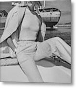 Lois Chiles Sits Dockside In Manzanillo Wearing Metal Print