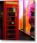 London Red Phone Booth Metal Print