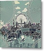 London Skyline Vintage Metal Print