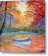 Lost On The Golden Lake Metal Print