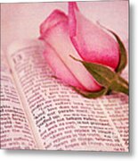 Love Scripture With Rose Metal Print