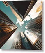 Low Angle View Of The Skyscrapers In Nyc Metal Print