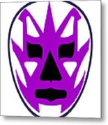 El Escarabajo Luchador Purple White Metal Print