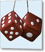 Lucky Fuzzy Red Dice Metal Print