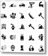 Lumberjack And Logging Icons Metal Print