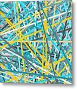 Luminous Attachment - Yellow And Turquoise Abstract Metal Print