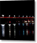 Mackinac Bridge At Night Metal Print