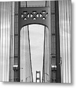 Mackinac Bridge Detail 2 Bw Metal Print