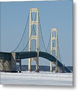 Mackinac Bridge In Winter Metal Print