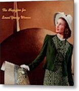 Mademoiselle Cover Featuring A Model In A Green Metal Print
