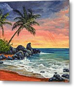 Makena Beach Sunset Metal Print