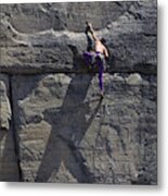 Man Climbing Rock Wall Metal Print