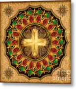 Mandala Illuminated Cross Sp Metal Print