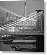 Manhattan And Brooklyn Bridge's Metal Print