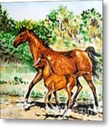 Mare With Foal Metal Print