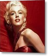 Marilyn Monroe In Red Metal Print