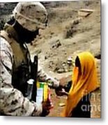 Marine Gives Afgan Girl Candy Metal Print