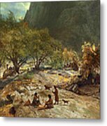 Mariposa Indian Encampment Yosemite Valley California Metal Print