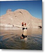 Marisa Berenson Wearing A Bikini In A Lake Metal Print