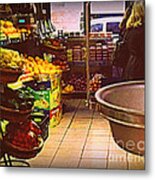 Market With Bronze Scale Metal Print