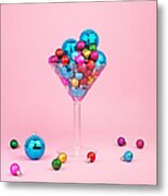 Martini Glass Filled With Ornaments Metal Print