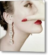 Mary Jane Russell Wearing Earrings Metal Print