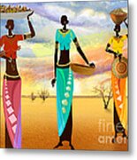 Masai Women Quest For Grains Metal Print