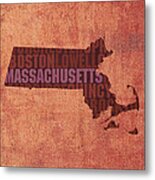 Massachusetts Word Art State Map On Canvas Metal Print