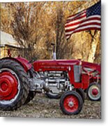 Massey -  Feaguson 65 Tractor With Usa Flag Metal Print