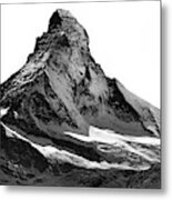 Matterhorn North Face, Snow Capped, Triangle Shaped, High-contrast Black And White. Metal Print
