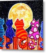 Meowing At Midnight Metal Print